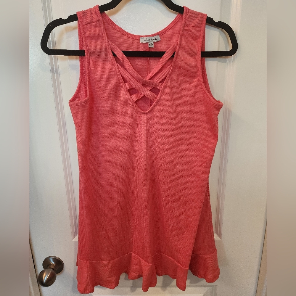 White Birch Coral Cut Out Sleeveless‎ Tank Top Small NEW